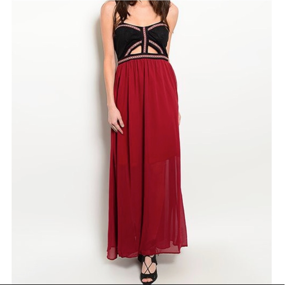 Joyce Cutout Strapless Maxi Dress Color Block
